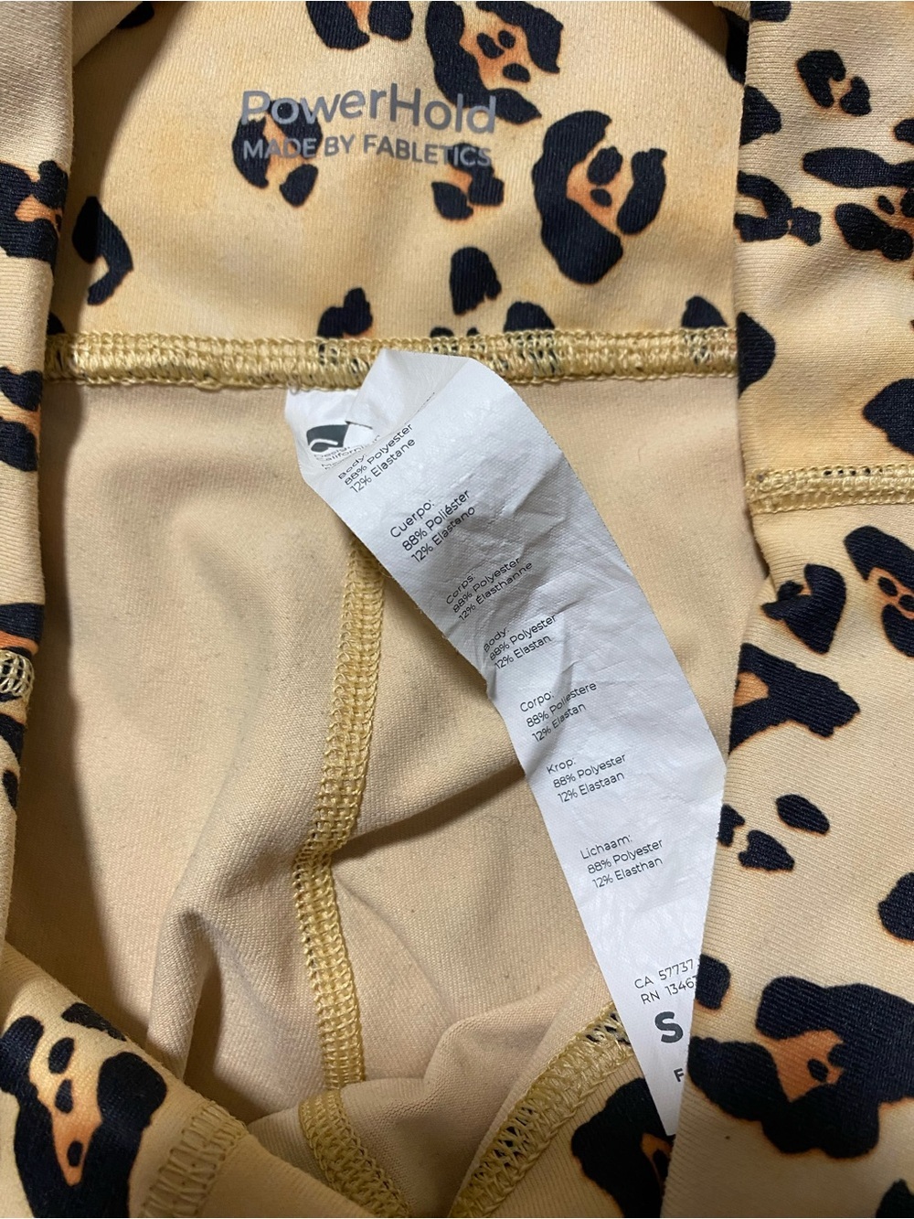 Fabletics Leopard Print Leggings in Tan and Black - Picture 4 of 5